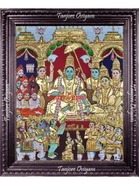  Ramar Pattabishegam Tanjore Painting – Divine Coronation Scene